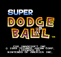 Super Dodge Ball title screen for NES